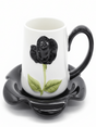 AKDC Ceramic Cup and Saucer Set – Black with White Flower Pattern, 380 ml Coffee & Tea Cup - Al Kabayel Discount CentreAKDC Ceramic Cup and Saucer Set – Black with White Flower Pattern, 380 ml Coffee & Tea CupTea CupsAKDCAl Kabayel Discount Centre