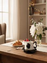 AKDC Ceramic Cup and Saucer Set – Black with White Flower Pattern, 350 ml Coffee & Tea Cup - Al Kabayel Discount CentreAKDC Ceramic Cup and Saucer Set – Black with White Flower Pattern, 350 ml Coffee & Tea CupTea CupsAKDCAl Kabayel Discount Centre