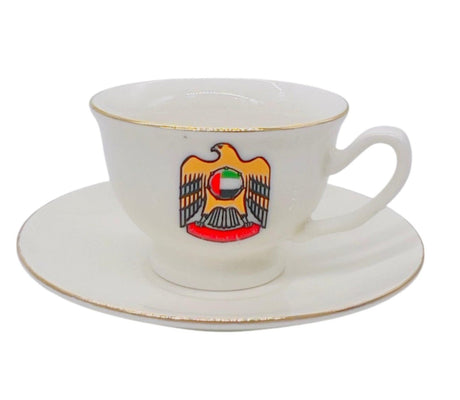 AKDC Ceramic Cup and Sacucer 6pcs with UAE Logo 100ml, White - Al Kabayel Discount CentreAKDC Ceramic Cup and Sacucer 6pcs with UAE Logo 100ml, WhiteTea SetsAKDCAl Kabayel Discount Centre