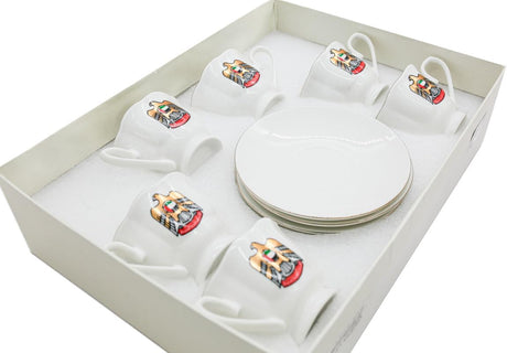 AKDC Ceramic Cup and Saucer 12pcs Set Tea UAE Logo 6xCups (70ML) With 6xSaucers - Al Kabayel Discount CentreAKDC Ceramic Cup and Saucer 12pcs Set Tea UAE Logo 6xCups (70ML) With 6xSaucersTea CupsAKDCAl Kabayel Discount Centre