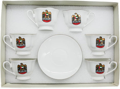 AKDC Ceramic Cup and Saucer 12pcs Set Tea UAE Logo 6xCups (70ML) With 6xSaucers - Al Kabayel Discount CentreAKDC Ceramic Cup and Saucer 12pcs Set Tea UAE Logo 6xCups (70ML) With 6xSaucersTea CupsAKDCAl Kabayel Discount Centre