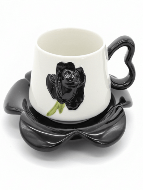 AKDC Ceramic Cup and Saucer Set – Black with White Flower Pattern, 350 ml Coffee & Tea Cup - Al Kabayel Discount CentreAKDC Ceramic Cup and Saucer Set – Black with White Flower Pattern, 350 ml Coffee & Tea CupTea CupsAKDCAl Kabayel Discount Centre