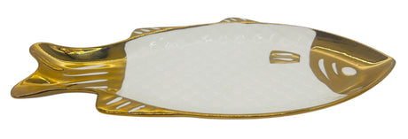 AKDC Ceramic Fish Plate 31cm*14.5cm, White & Gold - Al Kabayel Discount CentreAKDC Ceramic Fish Plate 31cm*14.5cm, White & GoldPlatesAKDCAl Kabayel Discount Centre
