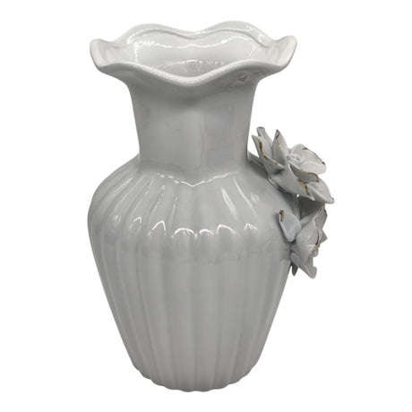 AKDC Ceramic Flower Vase for Home Decor Table Centerpieces, Flower Design Decorative Flowers Vase - 23cmX12cm - White - Al Kabayel Discount CentreAKDC Ceramic Flower Vase for Home Decor Table Centerpieces, Flower Design Decorative Flowers Vase - 23cmX12cm - WhiteHome Décor AccentsAKDCAl Kabayel Discount Centre