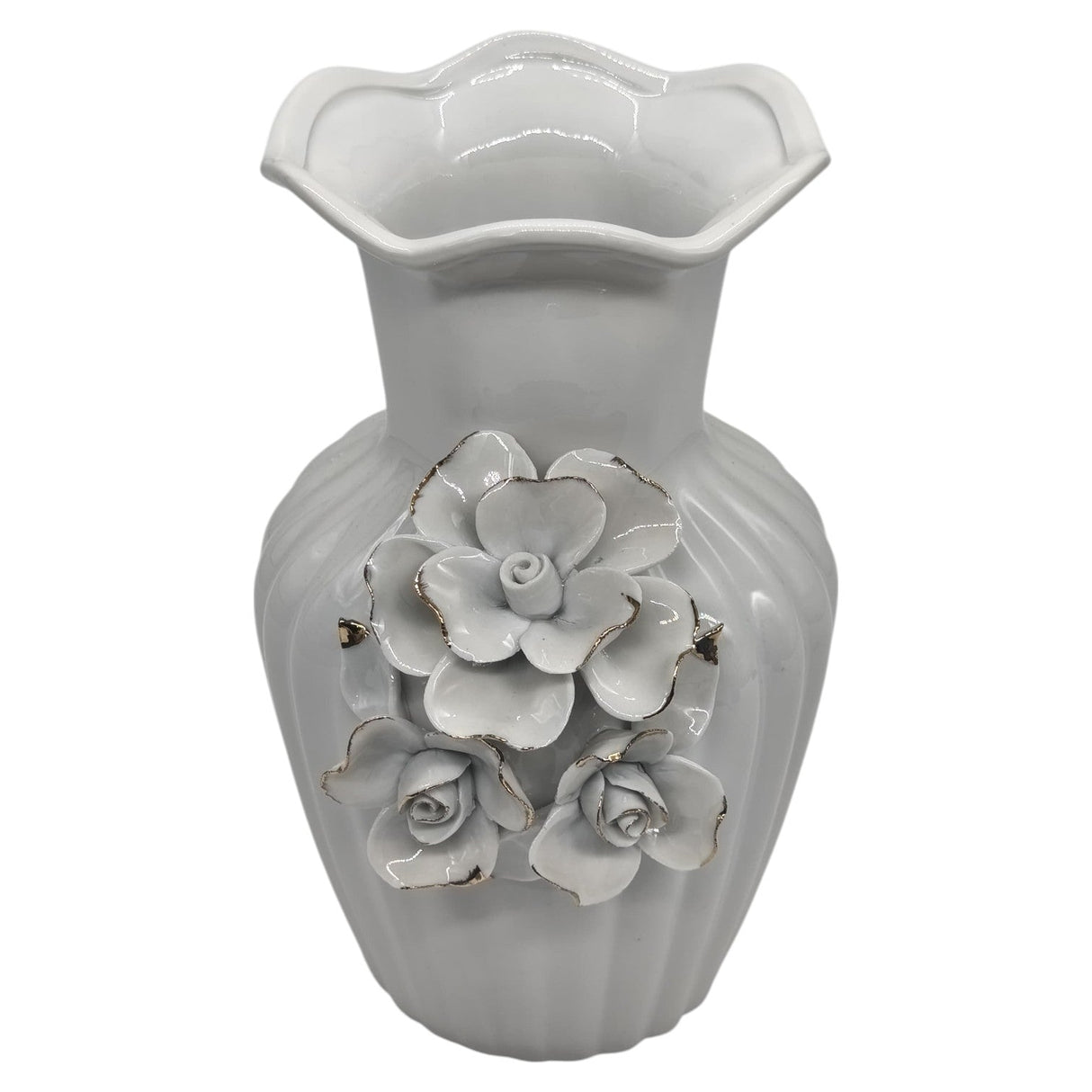 AKDC Ceramic Flower Vase for Home Decor Table Centerpieces, Flower Design Decorative Flowers Vase - 23cmX12cm - White - Al Kabayel Discount CentreAKDC Ceramic Flower Vase for Home Decor Table Centerpieces, Flower Design Decorative Flowers Vase - 23cmX12cm - WhiteHome Décor AccentsAKDCAl Kabayel Discount Centre