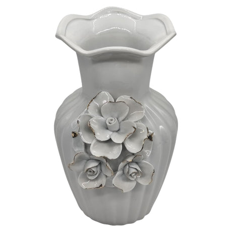 AKDC Ceramic Flower Vase for Home Decor Table Centerpieces, Flower Design Decorative Flowers Vase - 23cmX12cm - White - Al Kabayel Discount CentreAKDC Ceramic Flower Vase for Home Decor Table Centerpieces, Flower Design Decorative Flowers Vase - 23cmX12cm - WhiteHome Décor AccentsAKDCAl Kabayel Discount Centre