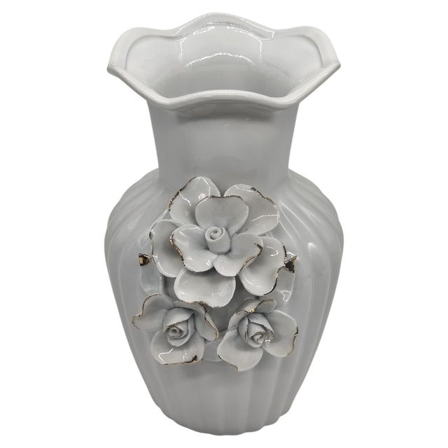 AKDC Ceramic Flower Vase for Home Decor Table Centerpieces, Flower Design Decorative Flowers Vase - 23cmX12cm - White - Al Kabayel Discount CentreAKDC Ceramic Flower Vase for Home Decor Table Centerpieces, Flower Design Decorative Flowers Vase - 23cmX12cm - WhiteHome Décor AccentsAKDCAl Kabayel Discount Centre