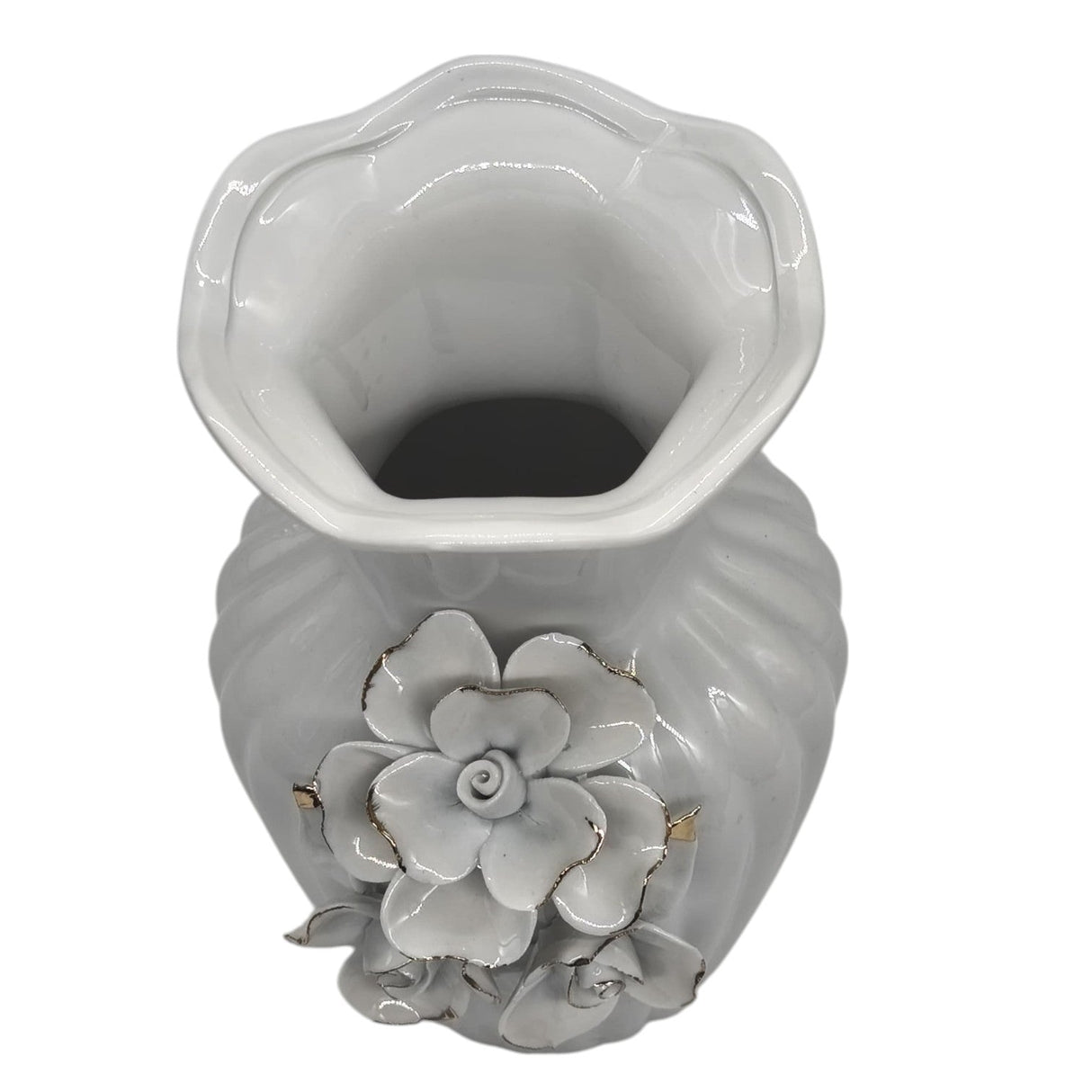 AKDC Ceramic Flower Vase for Home Decor Table Centerpieces, Flower Design Decorative Flowers Vase - 23cmX12cm - White - Al Kabayel Discount CentreAKDC Ceramic Flower Vase for Home Decor Table Centerpieces, Flower Design Decorative Flowers Vase - 23cmX12cm - WhiteHome Décor AccentsAKDCAl Kabayel Discount Centre