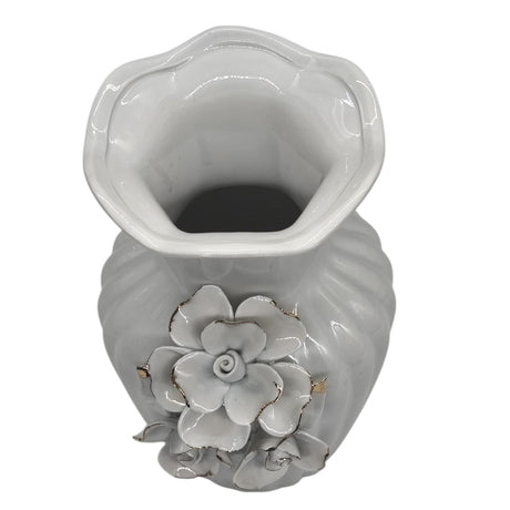 AKDC Ceramic Flower Vase for Home Decor Table Centerpieces, Flower Design Decorative Flowers Vase - 23cmX12cm - White - Al Kabayel Discount CentreAKDC Ceramic Flower Vase for Home Decor Table Centerpieces, Flower Design Decorative Flowers Vase - 23cmX12cm - WhiteHome Décor AccentsAKDCAl Kabayel Discount Centre
