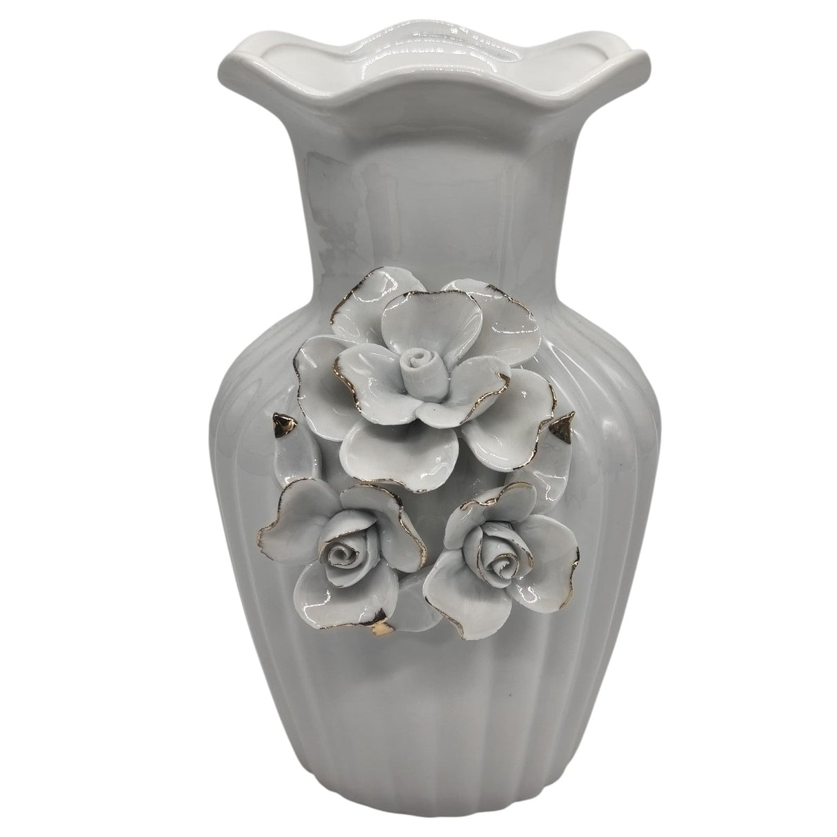 AKDC Ceramic Flower Vase for Home Decor Table Centerpieces, Flower Design Decorative Flowers Vase - 23cmX12cm - White - Al Kabayel Discount CentreAKDC Ceramic Flower Vase for Home Decor Table Centerpieces, Flower Design Decorative Flowers Vase - 23cmX12cm - WhiteHome Décor AccentsAKDCAl Kabayel Discount Centre