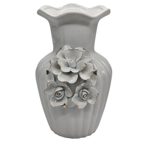 AKDC Ceramic Flower Vase for Home Decor Table Centerpieces, Flower Design Decorative Flowers Vase - 23cmX12cm - White - Al Kabayel Discount CentreAKDC Ceramic Flower Vase for Home Decor Table Centerpieces, Flower Design Decorative Flowers Vase - 23cmX12cm - WhiteHome Décor AccentsAKDCAl Kabayel Discount Centre