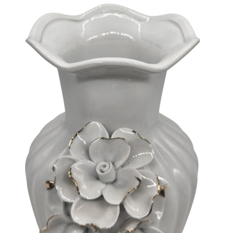 AKDC Ceramic Flower Vase for Home Decor Table Centerpieces, Flower Design Decorative Flowers Vase - 23cmX12cm - White - Al Kabayel Discount CentreAKDC Ceramic Flower Vase for Home Decor Table Centerpieces, Flower Design Decorative Flowers Vase - 23cmX12cm - WhiteHome Décor AccentsAKDCAl Kabayel Discount Centre