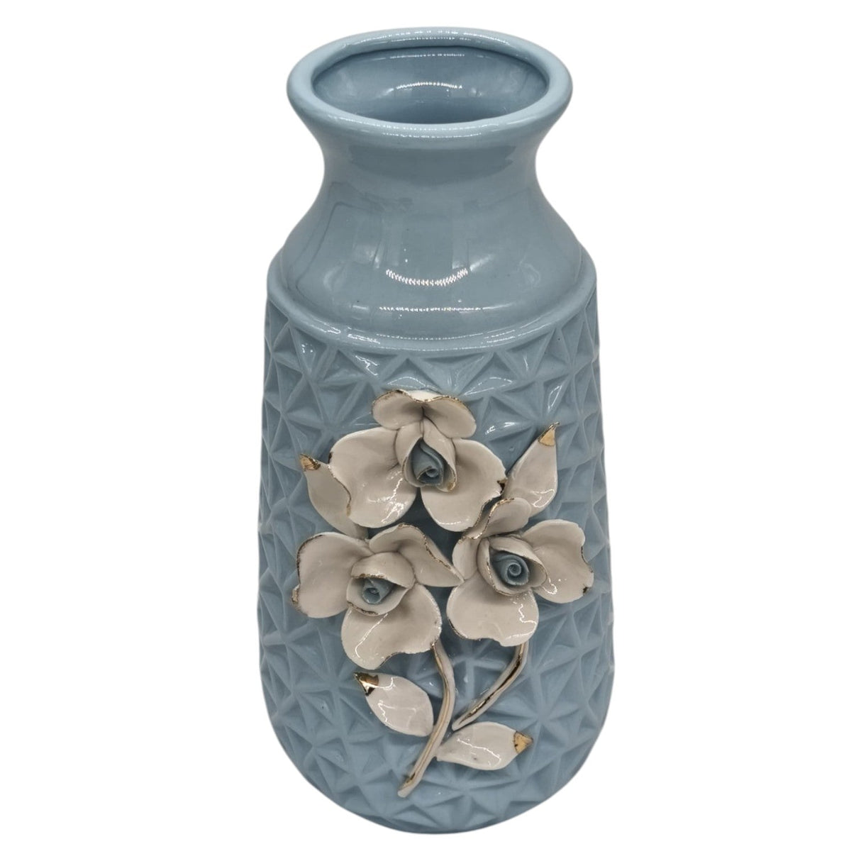 AKDC Ceramic Flower Vase for Home Decor Table Centerpieces, Flower Design Decorative Flowers Vase - 24cmX8cm - Cyan - Al Kabayel Discount CentreAKDC Ceramic Flower Vase for Home Decor Table Centerpieces, Flower Design Decorative Flowers Vase - 24cmX8cm - CyanHome Décor AccentsAKDCAl Kabayel Discount Centre