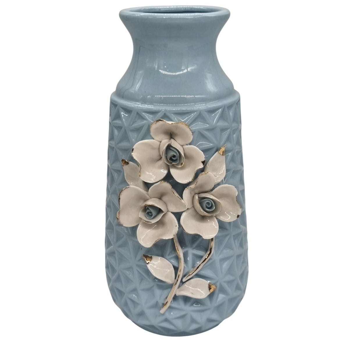 AKDC Ceramic Flower Vase for Home Decor Table Centerpieces, Flower Design Decorative Flowers Vase - 24cmX8cm - Cyan - Al Kabayel Discount CentreAKDC Ceramic Flower Vase for Home Decor Table Centerpieces, Flower Design Decorative Flowers Vase - 24cmX8cm - CyanHome Décor AccentsAKDCAl Kabayel Discount Centre