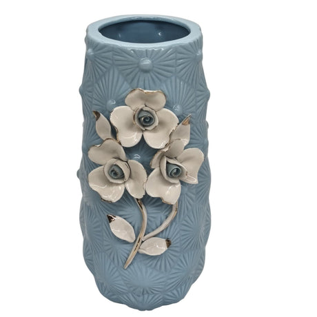 AKDC Ceramic Flower Vase for Home Decor Table Centerpieces, Flower Design Decorative Flowers Vase - 24cmX9cm - Cyan - Al Kabayel Discount CentreAKDC Ceramic Flower Vase for Home Decor Table Centerpieces, Flower Design Decorative Flowers Vase - 24cmX9cm - CyanHome Décor AccentsAKDCAl Kabayel Discount Centre