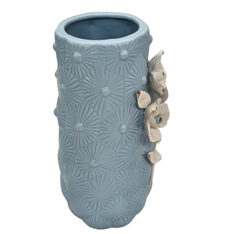 AKDC Ceramic Flower Vase for Home Decor Table Centerpieces, Flower Design Decorative Flowers Vase - 24cmX9cm - Cyan - Al Kabayel Discount CentreAKDC Ceramic Flower Vase for Home Decor Table Centerpieces, Flower Design Decorative Flowers Vase - 24cmX9cm - CyanHome Décor AccentsAKDCAl Kabayel Discount Centre