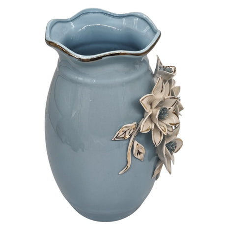AKDC Ceramic Flower Vase for Home Decor Table Centerpieces, Flower Design Decorative Flowers Vase - 25cmX12cm - Cyan - Al Kabayel Discount CentreAKDC Ceramic Flower Vase for Home Decor Table Centerpieces, Flower Design Decorative Flowers Vase - 25cmX12cm - CyanHome Décor AccentsAKDCAl Kabayel Discount Centre