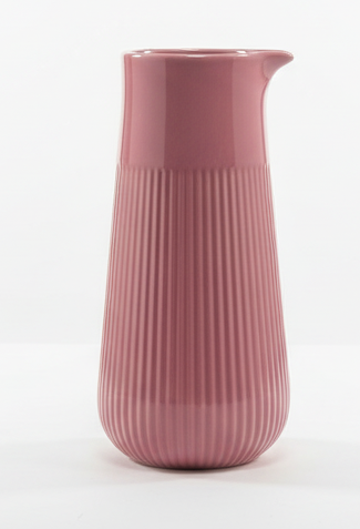 AKDC Ceramic Flower Vase with Ribbed Texture - 12cm × 25cm, Mauve