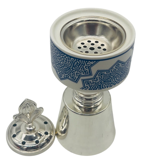 AKDC Ceramic Incense Burner with Metal Base 7.5cm*20cm, Blue/Silver - Al Kabayel Discount CentreAKDC Ceramic Incense Burner with Metal Base 7.5cm*20cm, Blue/SilverHome Décor AccentsAKDCAl Kabayel Discount Centre