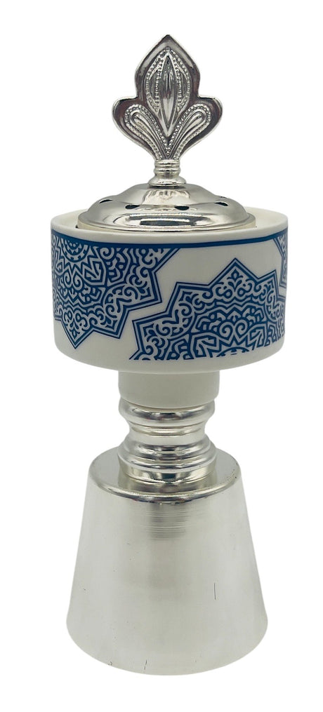 AKDC Ceramic Incense Burner with Metal Base 7.5cm*20cm, Blue/Silver - Al Kabayel Discount CentreAKDC Ceramic Incense Burner with Metal Base 7.5cm*20cm, Blue/SilverHome Décor AccentsAKDCAl Kabayel Discount Centre