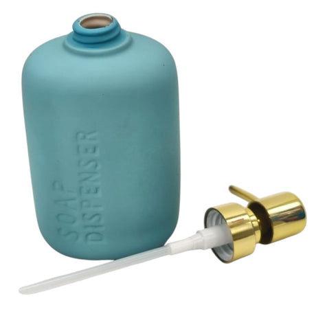 AKDC Ceramic Liquid Soap Dispenser for Bathroom & Kitchen Sink, Dish Soap Dispenser With Easy - to - Press Pump - 450ML - Cyan&Gold - Al Kabayel Discount CentreAKDC Ceramic Liquid Soap Dispenser for Bathroom & Kitchen Sink, Dish Soap Dispenser With Easy - to - Press Pump - 450ML - Cyan&GoldHome DÃ©cor AccentsAKDCAl Kabayel Discount Centre