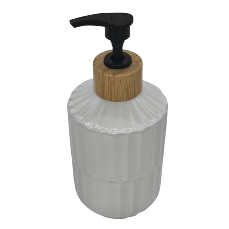 AKDC Ceramic Liquid Soap Dispenser With Wooden Lid for Bathroom & Kitchen Sink, Dish Soap Dispenser With Easy - to - Press Pump - 400ML - White&Black - Al Kabayel Discount CentreAKDC Ceramic Liquid Soap Dispenser With Wooden Lid for Bathroom & Kitchen Sink, Dish Soap Dispenser With Easy - to - Press Pump - 400ML - White&BlackHolders & DispensersAKDCAl Kabayel Discount Centre