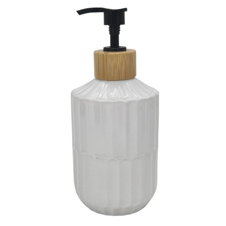 AKDC Ceramic Liquid Soap Dispenser With Wooden Lid for Bathroom & Kitchen Sink, Dish Soap Dispenser With Easy - to - Press Pump - 400ML - White&Black - Al Kabayel Discount CentreAKDC Ceramic Liquid Soap Dispenser With Wooden Lid for Bathroom & Kitchen Sink, Dish Soap Dispenser With Easy - to - Press Pump - 400ML - White&BlackHolders & DispensersAKDCAl Kabayel Discount Centre