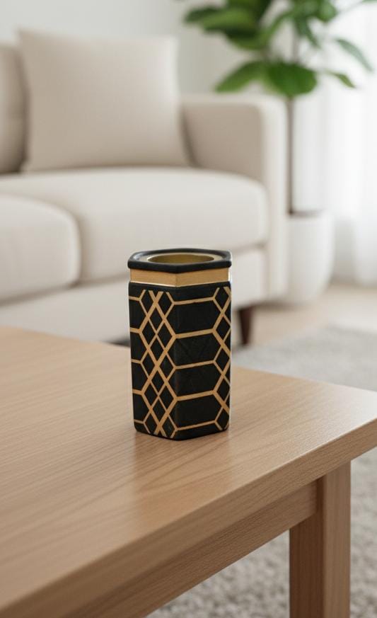 AKDC Ceramic Luxury Incense Burner – Black with Gold Accents – 16 cm Elegant Aroma Decor Piece - Al Kabayel Discount CentreAKDC Ceramic Luxury Incense Burner – Black with Gold Accents – 16 cm Elegant Aroma Decor PieceIncense BurnerAKDCAl Kabayel Discount Centre