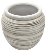 AKDC Ceramic Planter Pot 12.5cm*14cm, White/Brown Ripple Textured - Al Kabayel Discount CentreAKDC Ceramic Planter Pot 12.5cm*14cm, White/Brown Ripple TexturedFlower/Plant PotsAKDCAl Kabayel Discount Centre