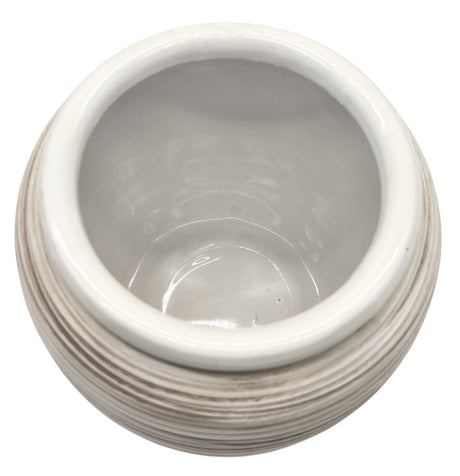 AKDC Ceramic Planter Pot 12.5cm*14cm, White/Brown Ripple Textured - Al Kabayel Discount CentreAKDC Ceramic Planter Pot 12.5cm*14cm, White/Brown Ripple TexturedFlower/Plant PotsAKDCAl Kabayel Discount Centre