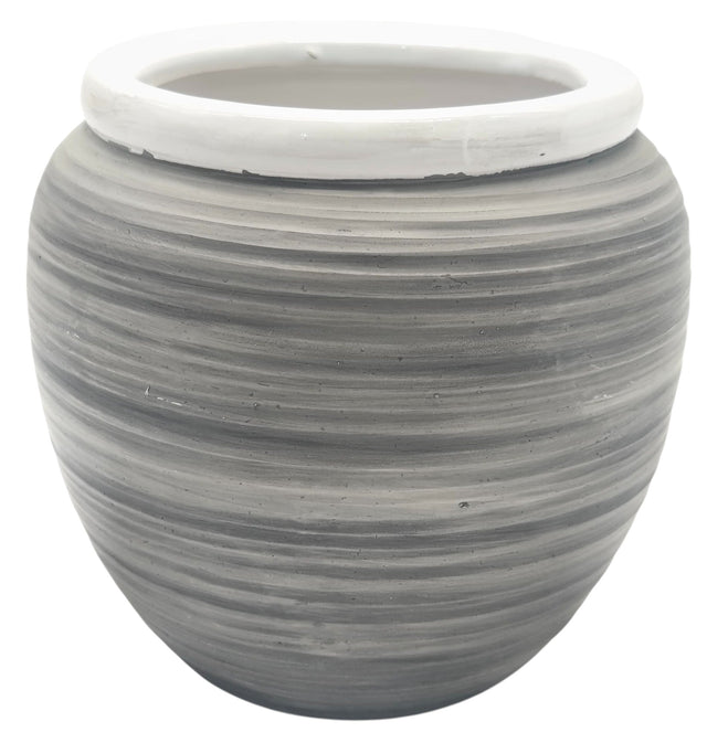 AKDC Ceramic Planter Pot 12.5cm*14cm, White/Grey Ripple Textured - Al Kabayel Discount CentreAKDC Ceramic Planter Pot 12.5cm*14cm, White/Grey Ripple TexturedFlower/Plant PotsAKDCAl Kabayel Discount Centre