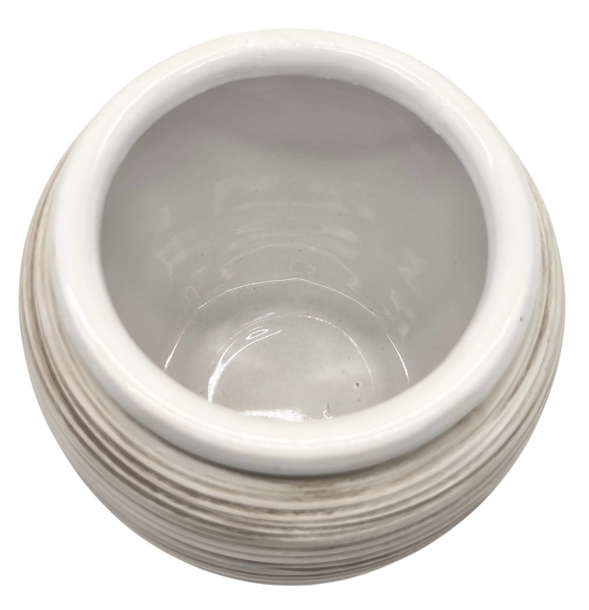 AKDC Ceramic Planter Pot 14.5cm*17cm, White/Brown Ripple Textured - Al Kabayel Discount CentreAKDC Ceramic Planter Pot 14.5cm*17cm, White/Brown Ripple TexturedFlower/Plant PotsAKDCAl Kabayel Discount Centre