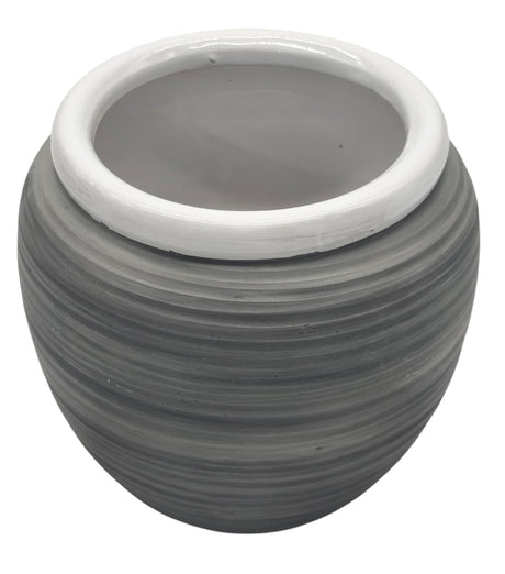 AKDC Ceramic Planter Pot 14.5cm*17cm, White/Grey Ripple Textured - Al Kabayel Discount CentreAKDC Ceramic Planter Pot 14.5cm*17cm, White/Grey Ripple TexturedFlower/Plant PotsAKDCAl Kabayel Discount Centre