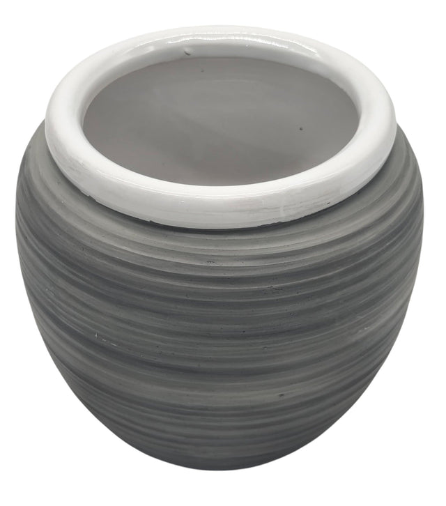 AKDC Ceramic Planter Pot 14.5cm*17cm, White/Grey Ripple Textured - Al Kabayel Discount CentreAKDC Ceramic Planter Pot 14.5cm*17cm, White/Grey Ripple TexturedFlower/Plant PotsAKDCAl Kabayel Discount Centre