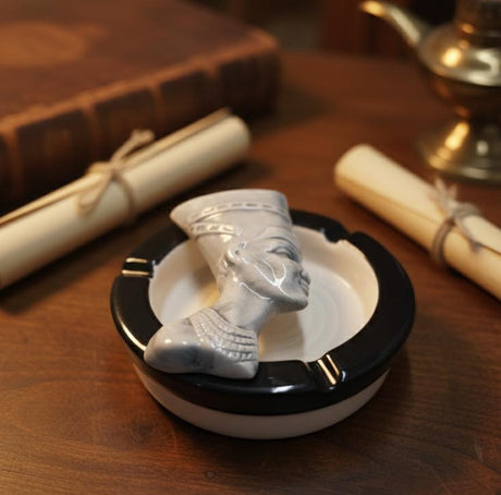 AKDC Ceramic Round Ashtray Egyptian Queen 3D Design – Black and Cream Color Royal Style Artistic Home Décor - Al Kabayel Discount CentreAKDC Ceramic Round Ashtray Egyptian Queen 3D Design – Black and Cream Color Royal Style Artistic Home DécorHome Décor AccentsAKDCAl Kabayel Discount Centre