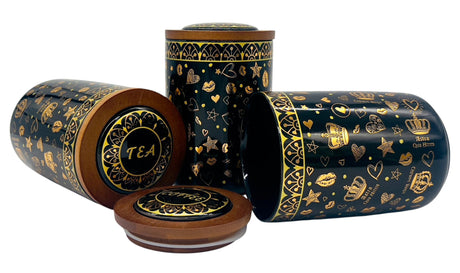 AKDC Ceramic Set of 3 Canister 1 Liter * 3 with a Wooden Lid, Black and Golden Design - Al Kabayel Discount CentreAKDC Ceramic Set of 3 Canister 1 Liter * 3 with a Wooden Lid, Black and Golden DesignJars & Food SaversAKDCAl Kabayel Discount Centre