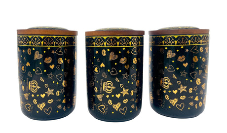 AKDC Ceramic Set of 3 Canister 1 Liter * 3 with a Wooden Lid, Black and Golden Design - Al Kabayel Discount CentreAKDC Ceramic Set of 3 Canister 1 Liter * 3 with a Wooden Lid, Black and Golden DesignJars & Food SaversAKDCAl Kabayel Discount Centre