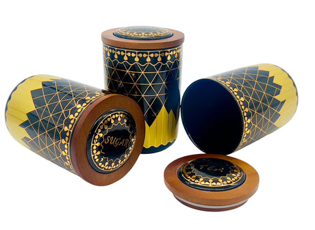 AKDC Ceramic Set of 3 Canister 1 Liter * 3 with a Wooden Lid, Black and Golden Line Design - Al Kabayel Discount CentreAKDC Ceramic Set of 3 Canister 1 Liter * 3 with a Wooden Lid, Black and Golden Line DesignJars & Food SaversAKDCAl Kabayel Discount Centre