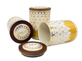 AKDC Ceramic Set of 3 Canister 1 Liter * 3 with Wooden Lid, White and Golden Line Design - Al Kabayel Discount CentreAKDC Ceramic Set of 3 Canister 1 Liter * 3 with Wooden Lid, White and Golden Line DesignJars & Food SaversAKDCAl Kabayel Discount Centre