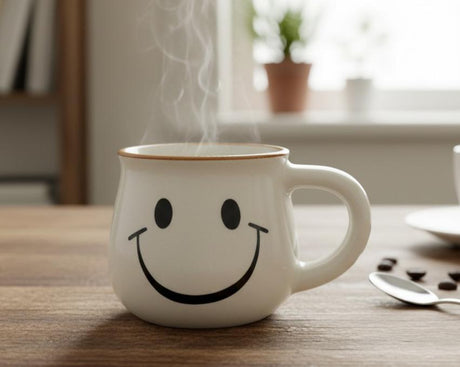 AKDC Ceramic Smile Emoji Coffee Mug 100ml,White - Al Kabayel Discount CentreAKDC Ceramic Smile Emoji Coffee Mug 100ml,WhiteMugsAKDCAl Kabayel Discount Centre