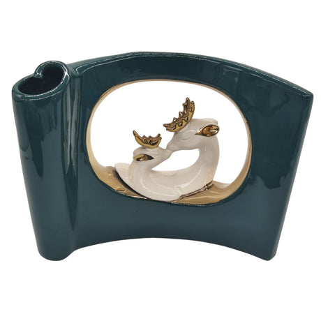 AKDC Ceramic Vase for Entryway Living Room Bedroom Dining Table Centerpiece Office Home Décor - 28cmX20cm - Green&Gold - Al Kabayel Discount CentreAKDC Ceramic Vase for Entryway Living Room Bedroom Dining Table Centerpiece Office Home Décor - 28cmX20cm - Green&GoldHome Décor AccentsAKDCAl Kabayel Discount Centre