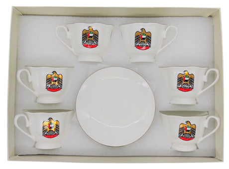 AKDC Ceramic Wave Cup and Saucer Set 100ml with UAE Logo, White - Al Kabayel Discount CentreAKDC Ceramic Wave Cup and Saucer Set 100ml with UAE Logo, WhiteTea SetsAl Kabayel Discount CentreAl Kabayel Discount Centre