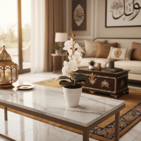 AKDC Ceramic White Pot With Polyster White Orchid Plant 31*7 cm - Al Kabayel Discount CentreAKDC Ceramic White Pot With Polyster White Orchid Plant 31*7 cmArtificial FloraAKDCAl Kabayel Discount Centre