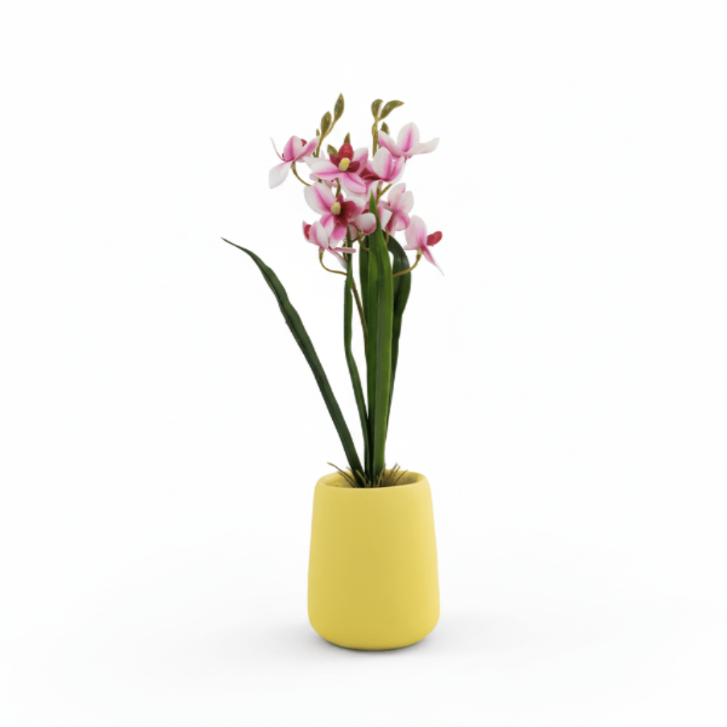 AKDC Ceramic Yellow Pot With Polyster Pink Orchid Plant 37*10 Cm - Al Kabayel Discount CentreAKDC Ceramic Yellow Pot With Polyster Pink Orchid Plant 37*10 CmArtificial FloraAKDCAl Kabayel Discount Centre