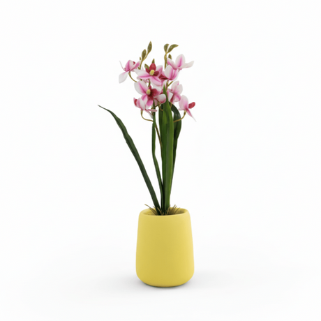 AKDC Ceramic Yellow Pot With Polyster Pink Orchid Plant 37*10 Cm - Al Kabayel Discount CentreAKDC Ceramic Yellow Pot With Polyster Pink Orchid Plant 37*10 CmArtificial FloraAKDCAl Kabayel Discount Centre