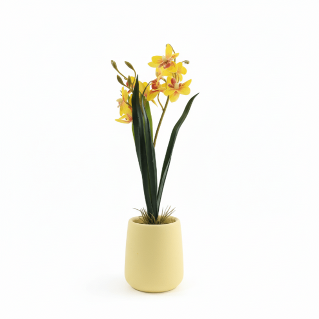 AKDC Ceramic Yellow Pot With Polyster Yellow Orchid Plant 37*10 Cm - Al Kabayel Discount CentreAKDC Ceramic Yellow Pot With Polyster Yellow Orchid Plant 37*10 CmArtificial FloraAKDCAl Kabayel Discount Centre