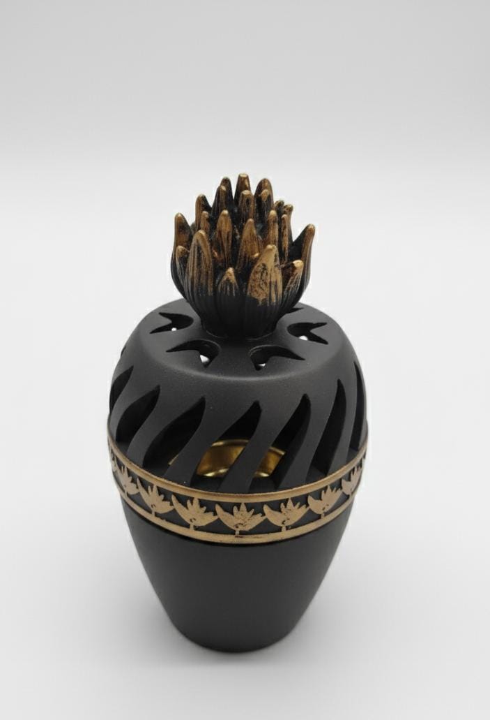 AKDC Chalk Designer Incense Burner – Brown with Gold Detailing – 16 cm Premium Display Burner - Al Kabayel Discount CentreAKDC Chalk Designer Incense Burner – Brown with Gold Detailing – 16 cm Premium Display BurnerIncense BurnerAKDCAl Kabayel Discount Centre