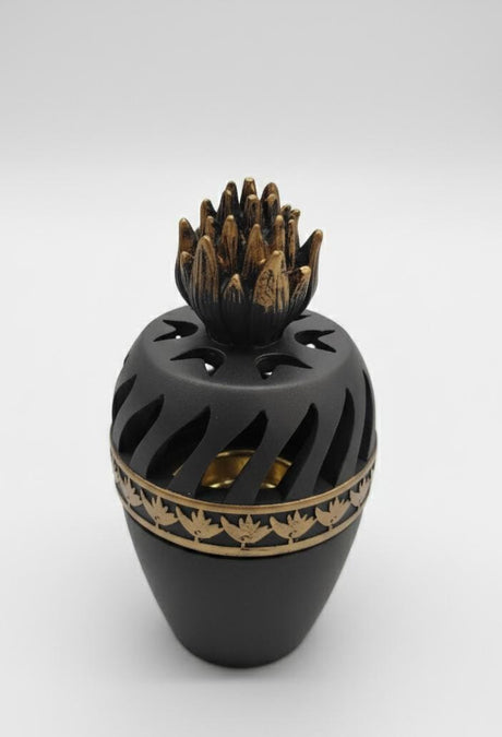AKDC Chalk Designer Incense Burner – Brown with Gold Detailing – 16 cm Premium Display Burner - Al Kabayel Discount CentreAKDC Chalk Designer Incense Burner – Brown with Gold Detailing – 16 cm Premium Display BurnerIncense BurnerAKDCAl Kabayel Discount Centre