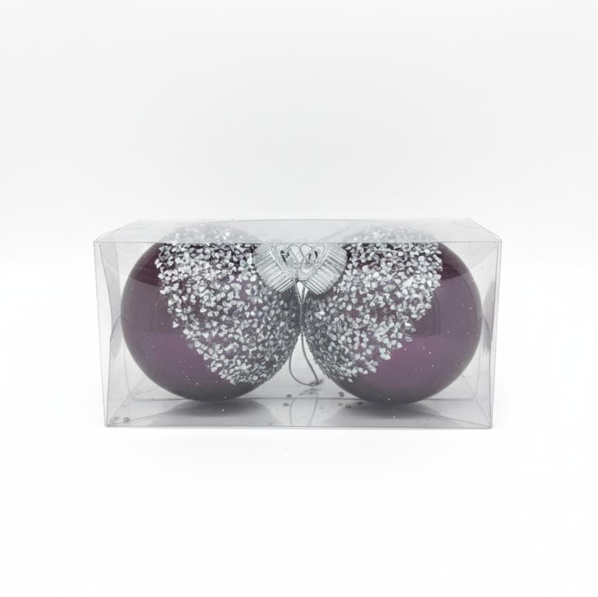 AKDC Christmas 2 - Piece Transparent Hanging Ball Ornament Set – Violet with Silver Finish for Sparkling Tree Décor - Al Kabayel Discount CentreAKDC Christmas 2 - Piece Transparent Hanging Ball Ornament Set – Violet with Silver Finish for Sparkling Tree DécorHome Décor AccentsAKDCAl Kabayel Discount Centre