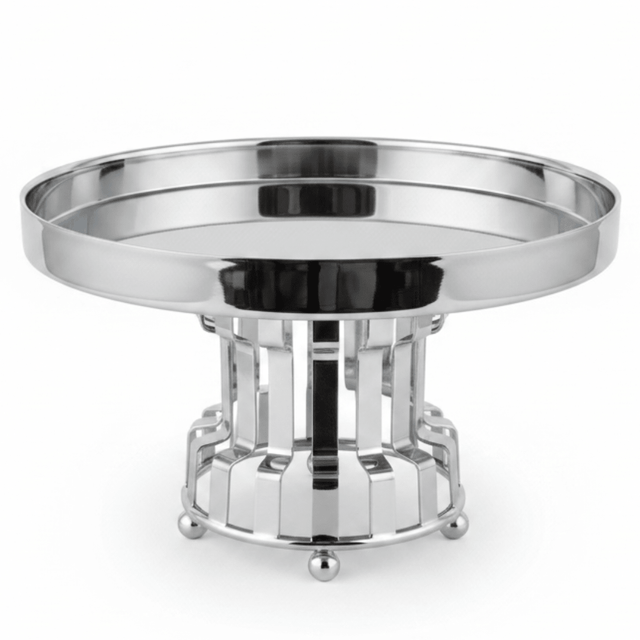 AKDC Classic Footed Stainless Steel Cake Stand – Elegant Dessert Display for Home & Events – 20 × 13 cm - Al Kabayel Discount CentreAKDC Classic Footed Stainless Steel Cake Stand – Elegant Dessert Display for Home & Events – 20 × 13 cmServing TraysAKDCAl Kabayel Discount Centre